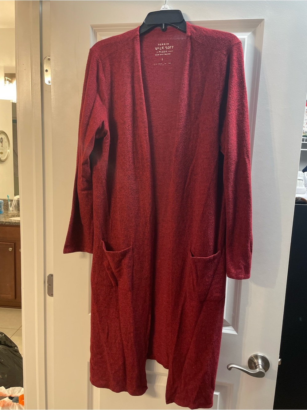 torrid Red Open Front Long Cardigan
